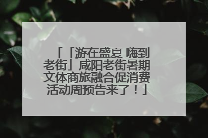 「游在盛夏 嗨到老街」咸阳老街暑期文体商旅融合促消费活动周预告来了！