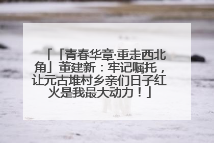 「青春华章·重走西北角」董建新：牢记嘱托，让元古堆村乡亲们日子红火是我最大动力！