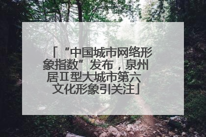 “中国城市网络形象指数”发布，泉州居Ⅱ型大城市第六 文化形象引关注