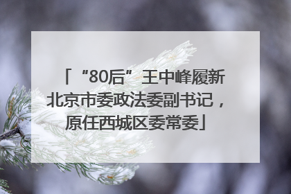 “80后”王中峰履新北京市委政法委副书记，原任西城区委常委
