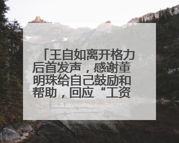 王自如离开格力后首发声，感谢董明珠给自己鼓励和帮助，回应“工资条”：清楚自己要什么，工资条不重要
