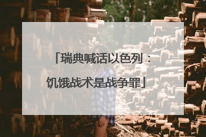 瑞典喊话以色列：饥饿战术是战争罪