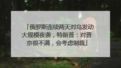 俄罗斯连续两天对乌发动大规模夜袭，特朗普：对普京很不满，会考虑制裁