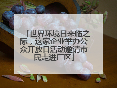 世界环境日来临之际，这家企业举办公众开放日活动邀请市民走进厂区