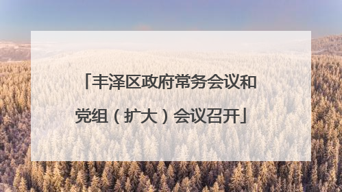丰泽区政府常务会议和党组（扩大）会议召开