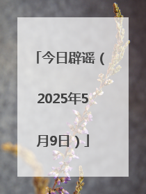 今日辟谣（2025年5月9日）