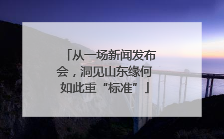 从一场新闻发布会，洞见山东缘何如此重“标准”
