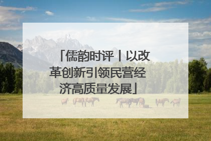 儒韵时评丨以改革创新引领民营经济高质量发展