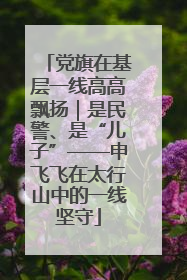 党旗在基层一线高高飘扬｜是民警、是“儿子”——申飞飞在太行山中的一线坚守