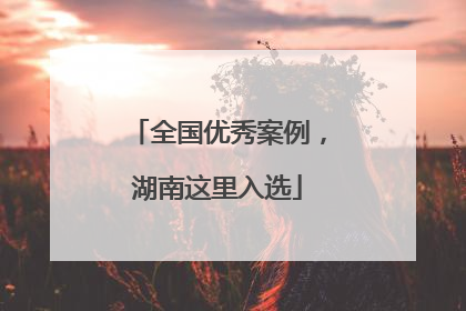全国优秀案例，湖南这里入选