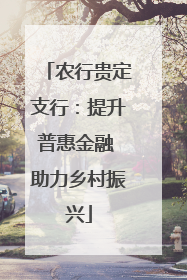 农行贵定支行：提升普惠金融 助力乡村振兴