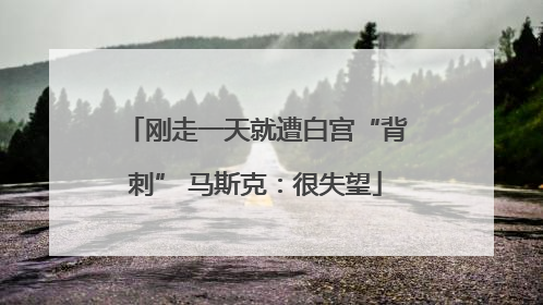 刚走一天就遭白宫“背刺” 马斯克：很失望