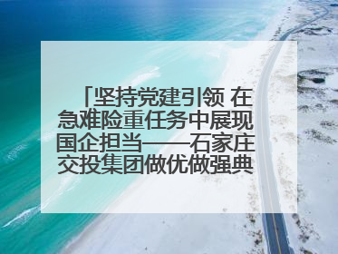 坚持党建引领 在急难险重任务中展现国企担当——石家庄交投集团做优做强典型报道之一