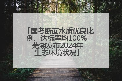 国考断面水质优良比例、达标率均100% 芜湖发布2024年生态环境状况