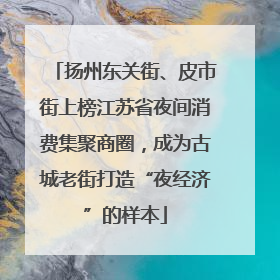 扬州东关街、皮市街上榜江苏省夜间消费集聚商圈，成为古城老街打造“夜经济”的样本