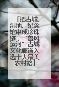 把古城、湿地、纪念馆串成珍珠链，“鲁风运河”古城文化廊道入选十大最美农村路