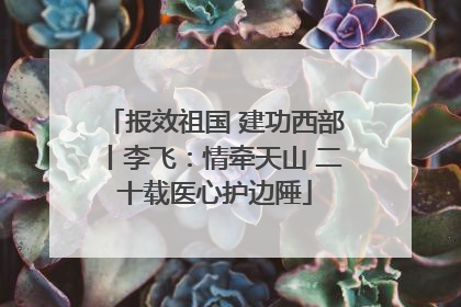 报效祖国 建功西部丨李飞：情牵天山 二十载医心护边陲