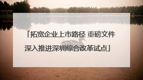 拓宽企业上市路径 重磅文件深入推进深圳综合改革试点
