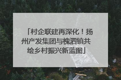 村企联建再深化！扬州产发集团与槐泗镇共绘乡村振兴新蓝图