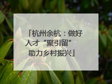 杭州余杭：做好人才“聚引留” 助力乡村振兴
