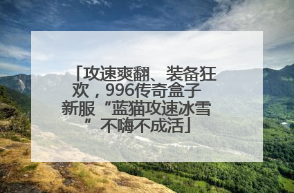 攻速爽翻、装备狂欢，996传奇盒子新服“蓝猫攻速冰雪”不嗨不成活