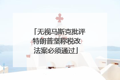 无视马斯克批评 特朗普坚称税改法案必须通过