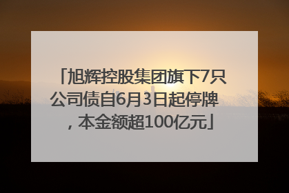 旭辉控股集团旗下7只公司债自6月3日起停牌，本金额超100亿元