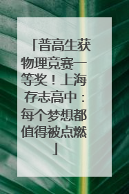 普高生获物理竞赛一等奖！上海存志高中：每个梦想都值得被点燃