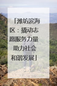 潍坊滨海区：撬动志愿服务力量 助力社会和谐发展