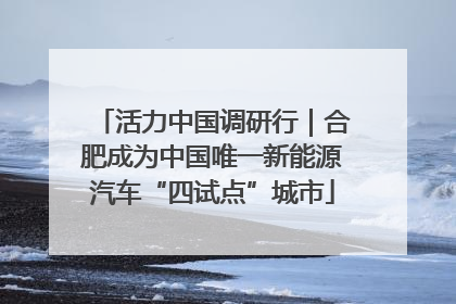 活力中国调研行｜合肥成为中国唯一新能源汽车“四试点”城市