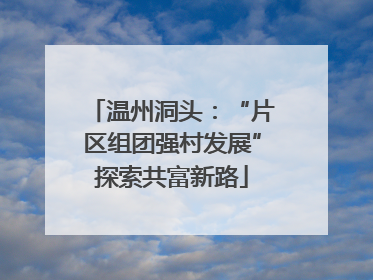 温州洞头：“片区组团强村发展”探索共富新路