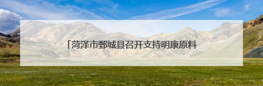 菏泽市鄄城县召开支持明康原料药创新孵化园高质量发展座谈会