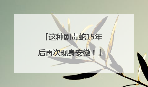 这种剧毒蛇15年后再次现身安徽！