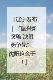 辽宁发布｜“振兴新突破 决胜勇争先” 沈阳这么干！