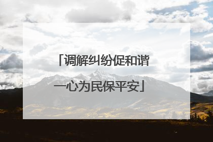 调解纠纷促和谐 一心为民保平安