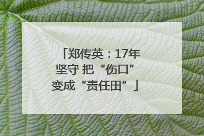 郑传英：17年坚守 把“伤口”变成“责任田”