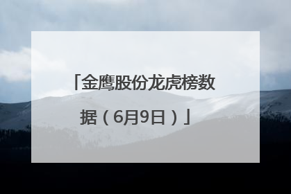金鹰股份龙虎榜数据（6月9日）