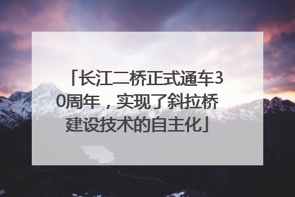 长江二桥正式通车30周年，实现了斜拉桥建设技术的自主化